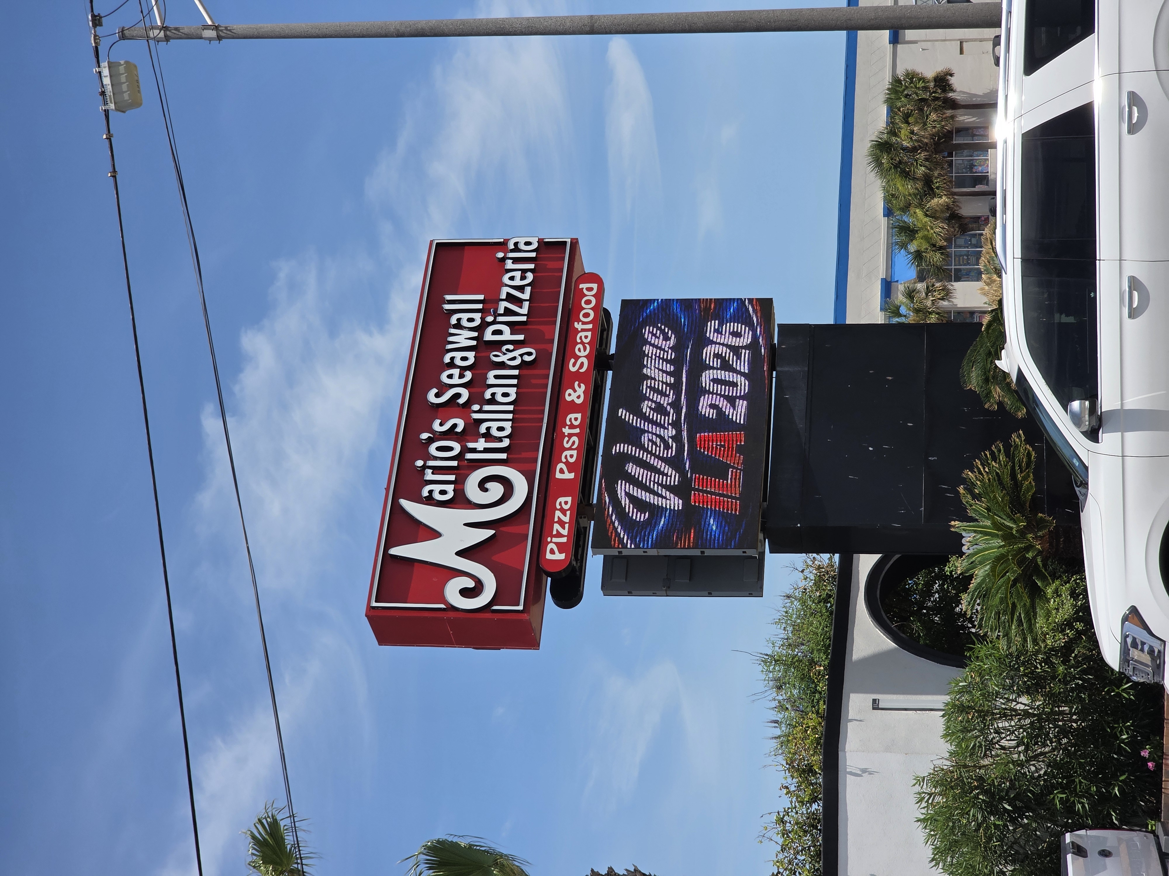 Mario's Seawall Italian & Pizzeria — Pylon with LED Display